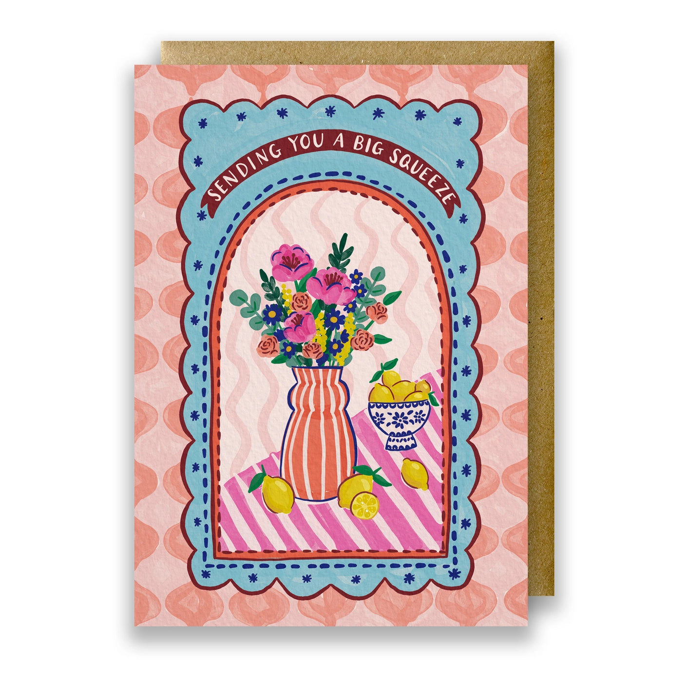 Close-up of premium 300gsm textured Tintoretto Gesso card for 'Big Squeeze' lemon design