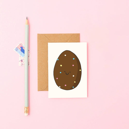 Close-up of Mini Easter Egg Card, A7 size, showcasing sustainable recyclable paper texture and blank interior