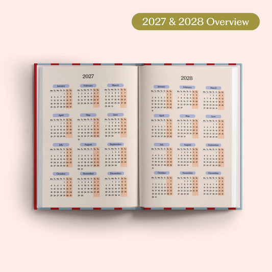 Inside layout of 2027 A5 weekly diary