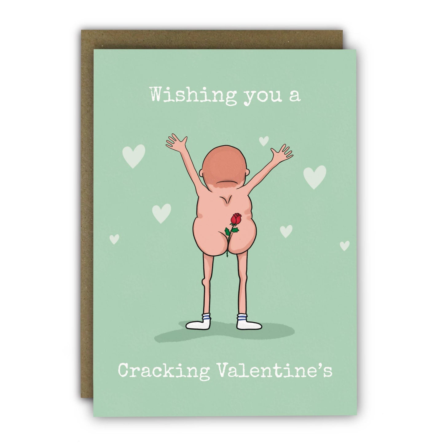 Funny Bare Bum Valentine's Day Card with Kraft Envelope