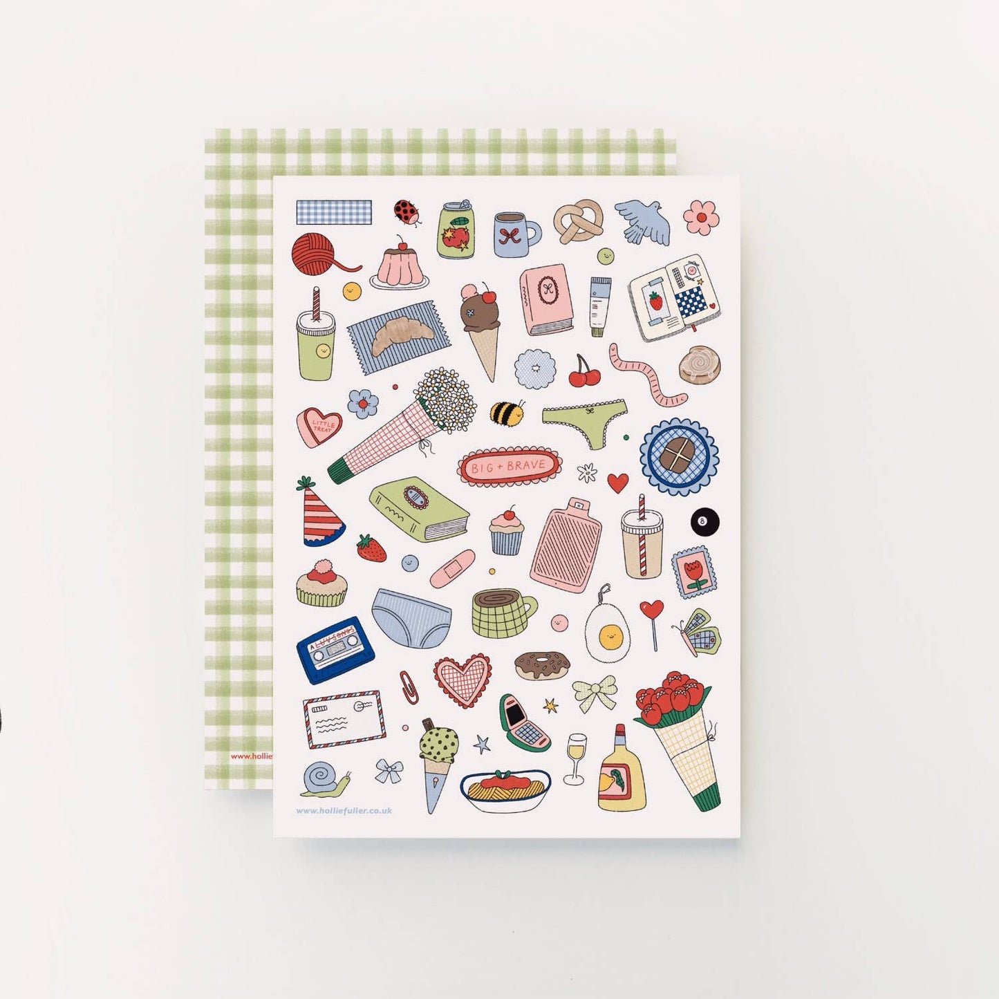 Brave Girl Sticker Sheet by Holly Fuller – 60+ waterproof vinyl stickers and postcard on A5 sheet, UK designed empowering artwork for scrapbooking and journaling