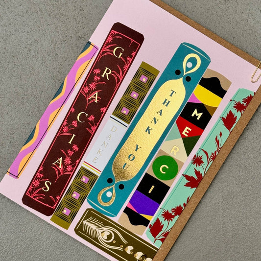 Close up of foiled details on Literary Thank You card