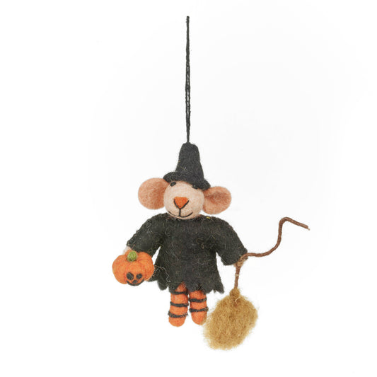 Eco-friendly Wool Felt Witch Mouse Hanging Ornament