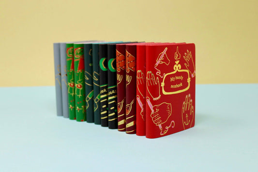 Midi leather journal with gold foil illustration, handmade in Scotland using ethical leather by Ark Colour Design