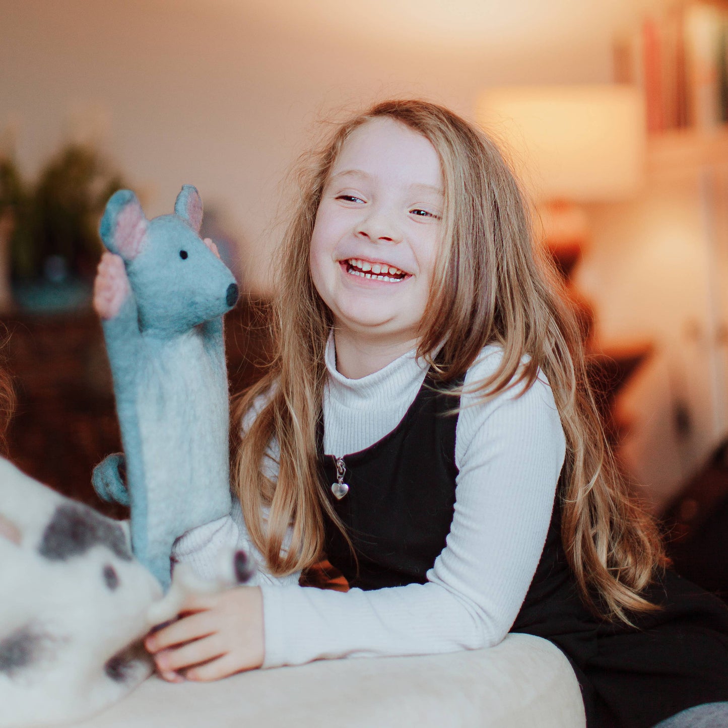 Molly Mouse hand puppet being used for storytelling
