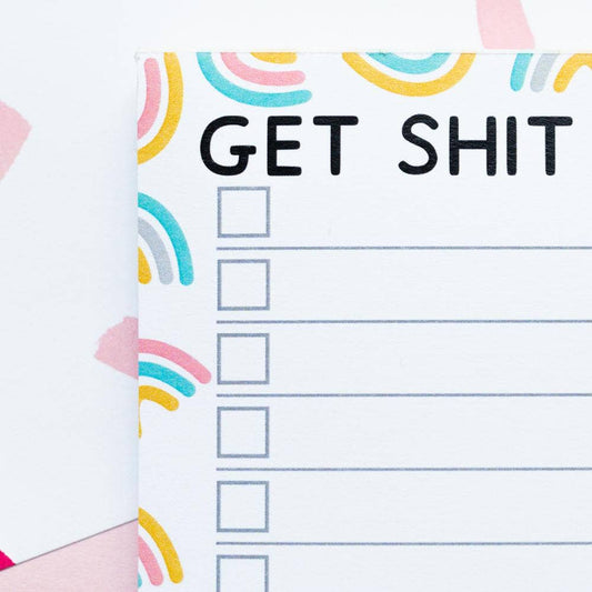 Sustainable A6 notepad with tick boxes and rainbow design