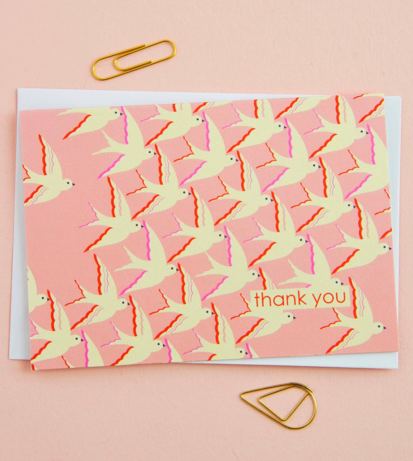 Pack of 8 bird-themed thank you notecards, each with a different illustration, printed on UK-made 350gsm matt card with envelopes included.