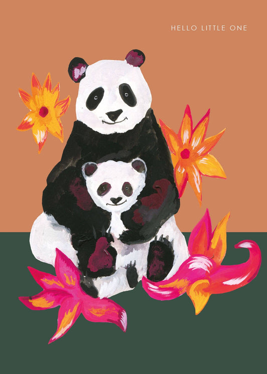 Sustainable panda greetings card with recycled kraft envelope