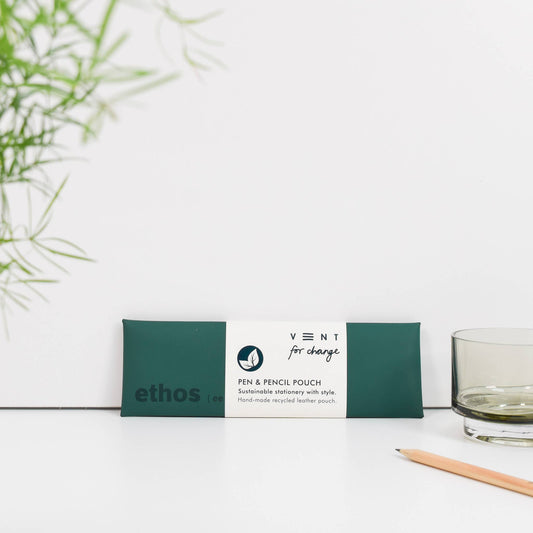 Pen/Pencil Pouch Recycled Leather - ETHOS Emerald Green