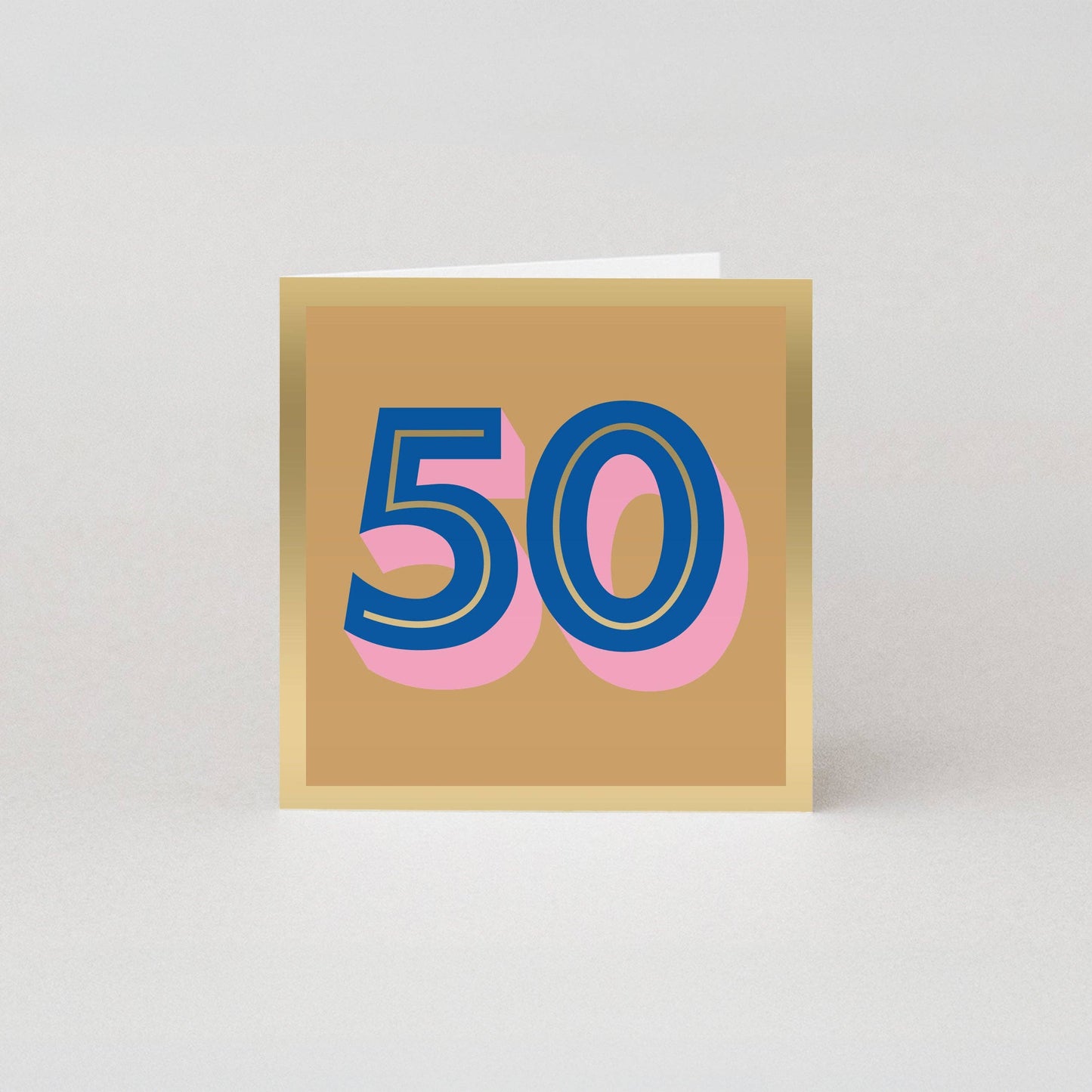Luxury 50th Birthday Card with Gold Foil and Art Deco Design