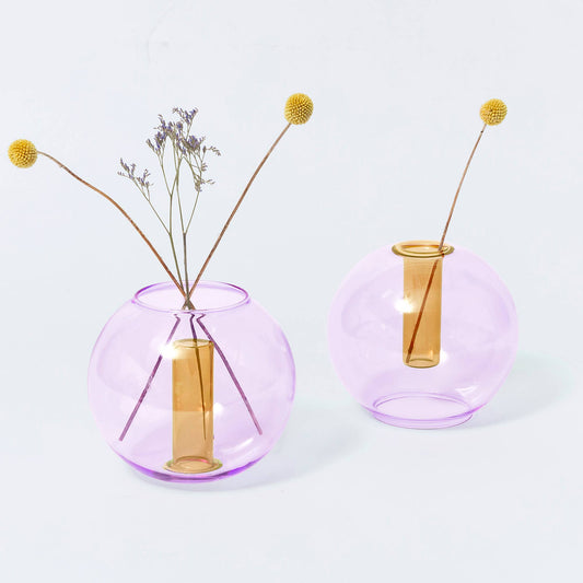 Hand-crafted reversible glass vase for flowers