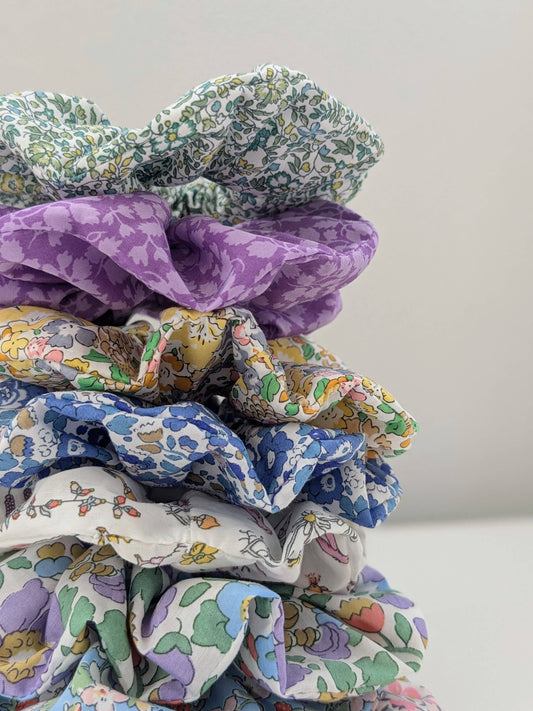 Handmade cotton scrunchie with Liberty fabric design, 9-10cm diameter