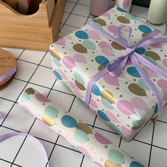 Lilac biodegradable Tencel ribbon, 9mm wide, 5m reel, eco-friendly gift wrap, cardboard core, certified compostable and sustainably sourced.