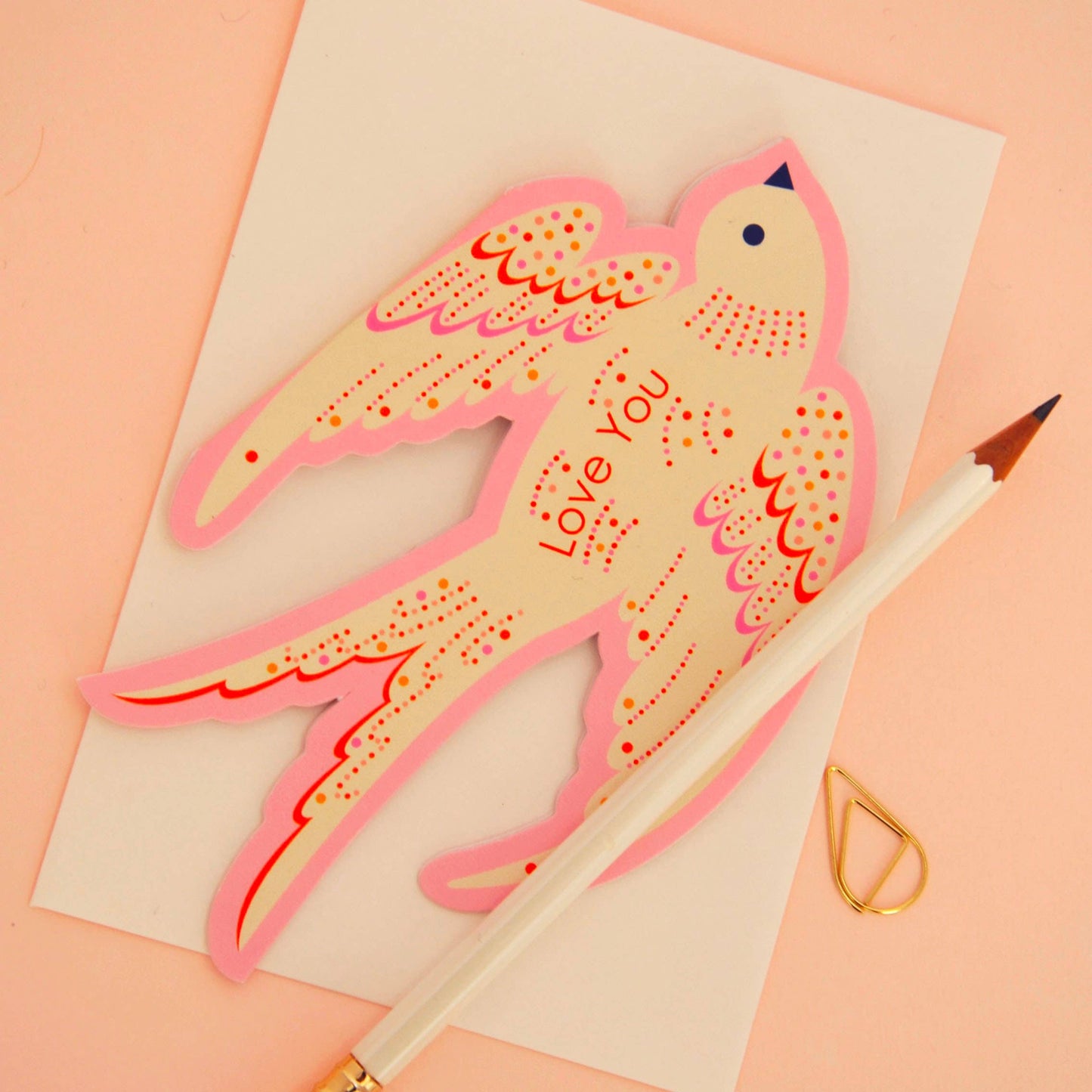 Unique die-cut greeting card on display