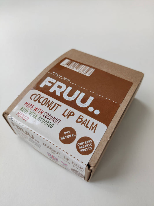 FRUU Vegan Coconut Lip Balm packaging and tube
