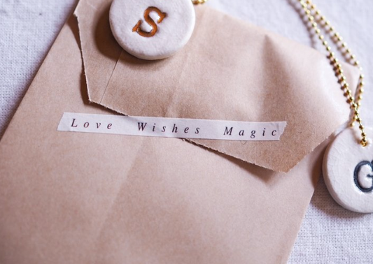 Love Wishes Magic Washi Tape used to decorate a journal page or parcel