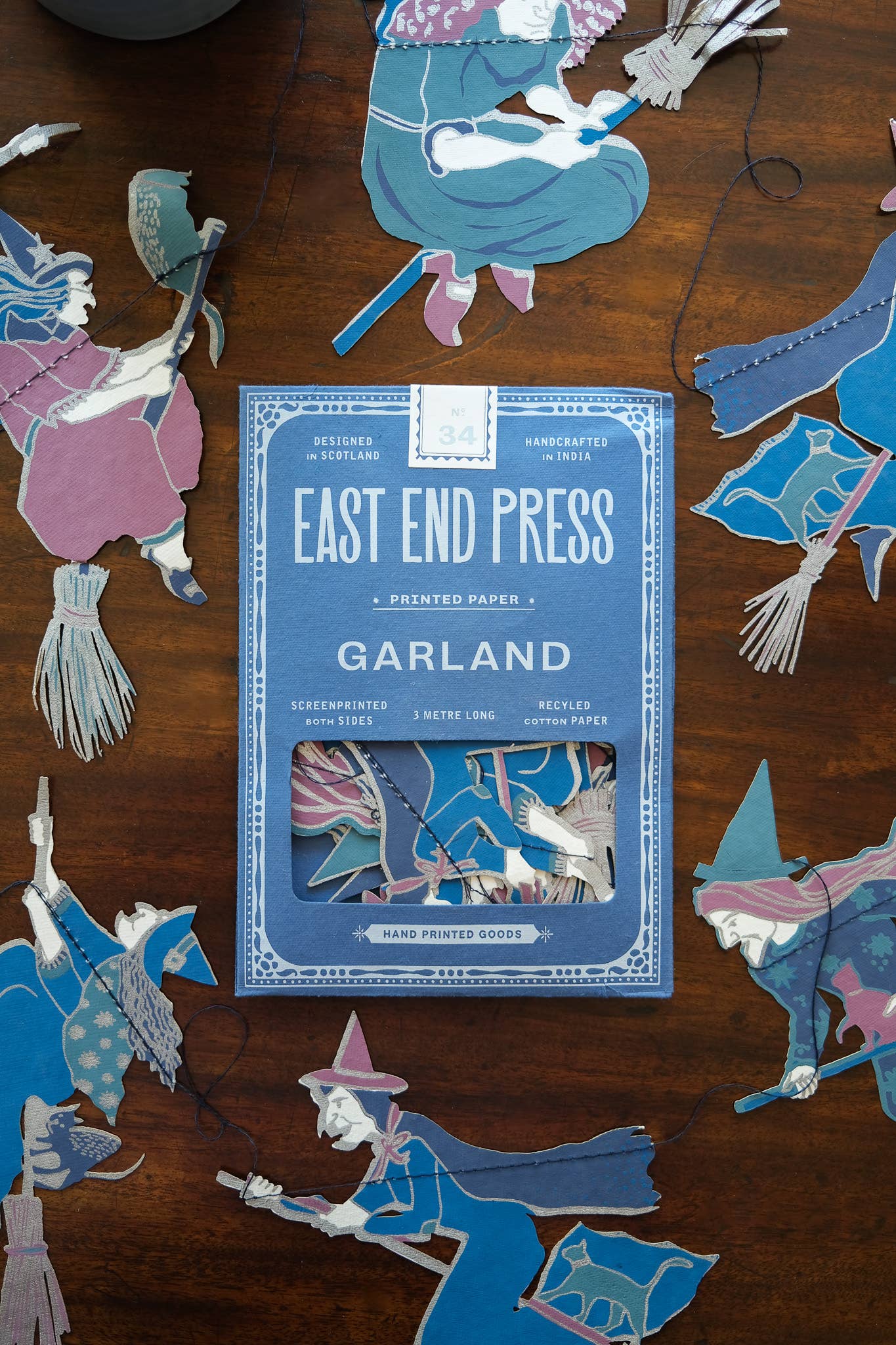 Handmade Wicked Witches Garland, recycled paper, sustainable Halloween decor