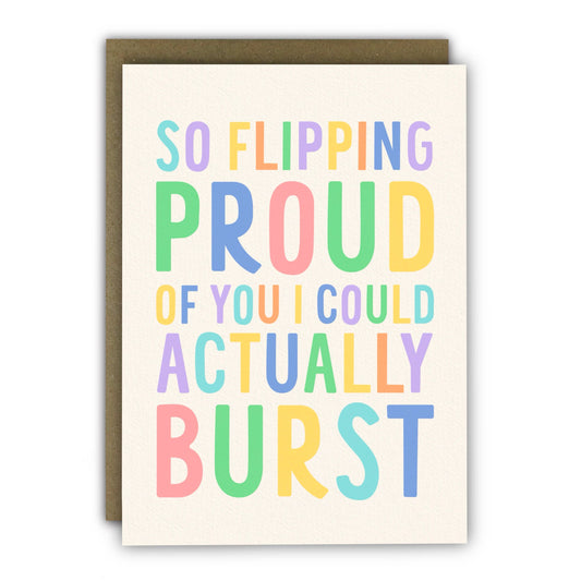 A6 'So Flipping Proud' congratulations card with Kraft envelope, UK made