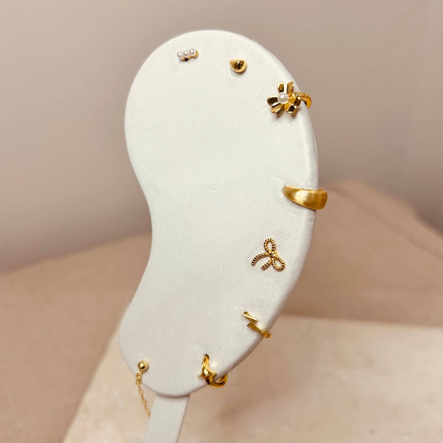 Silver and Gold Ribbon Bow Studs Pair