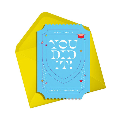 Eco-friendly congratulations card, vintage ticket design, blank inside