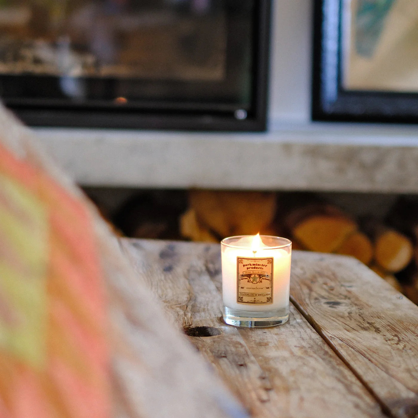 Parkminster Meadow scented soy candle in a 220g recyclable glass jar, handmade with floral, citrus, amber, and rose fragrance profile.