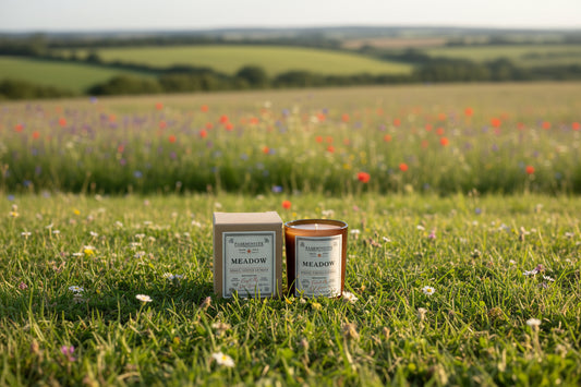 Parkminster Meadow scented votive candle, 75g, made with sustainable soy wax in a recyclable glass vessel. Perfect for home fragrance.