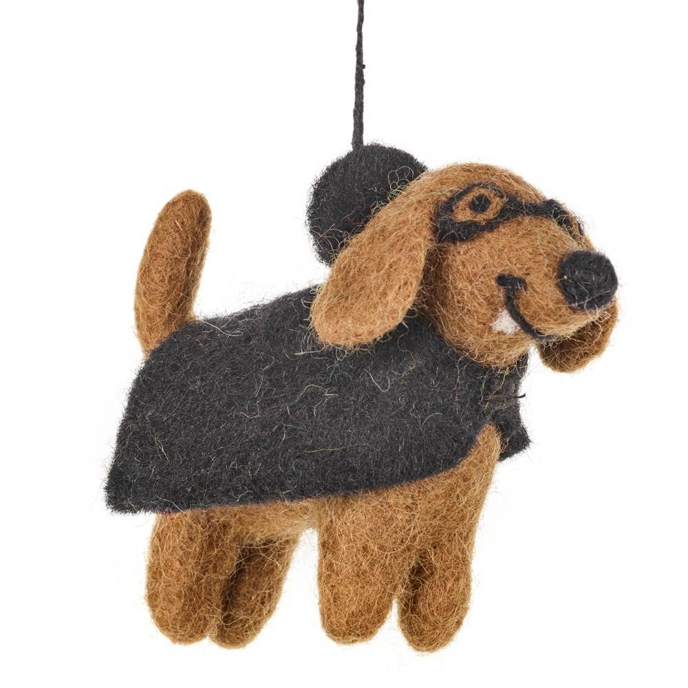 Fang Vampdog hanging Halloween decoration made from wool
