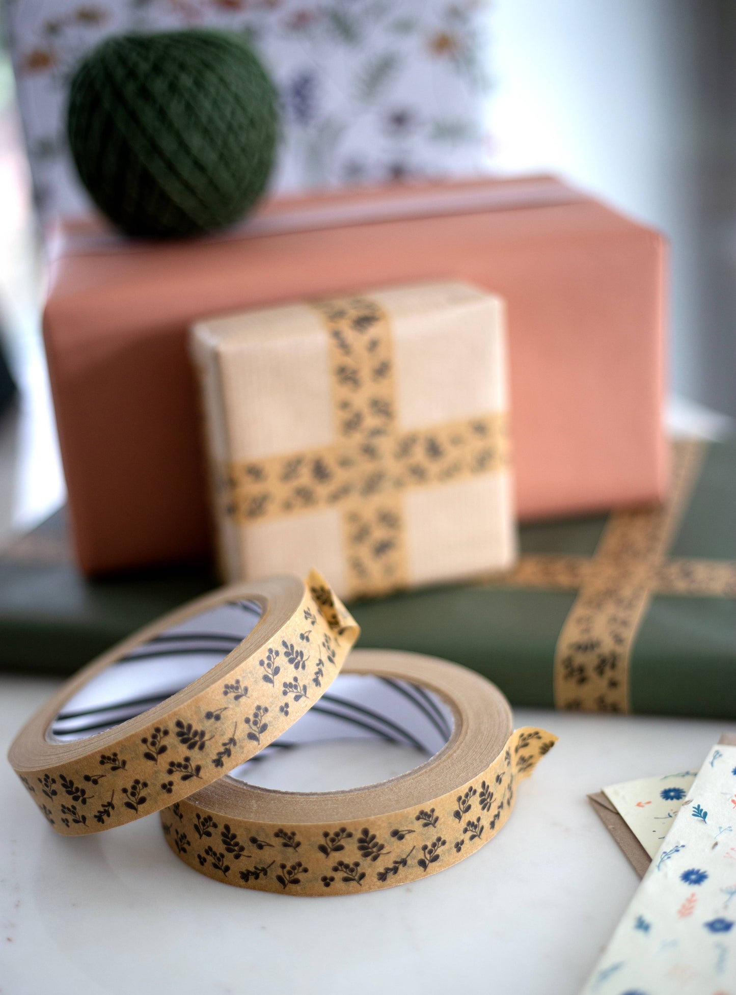 Botanical Eco-Friendly Paper Tape with Black Berries Design