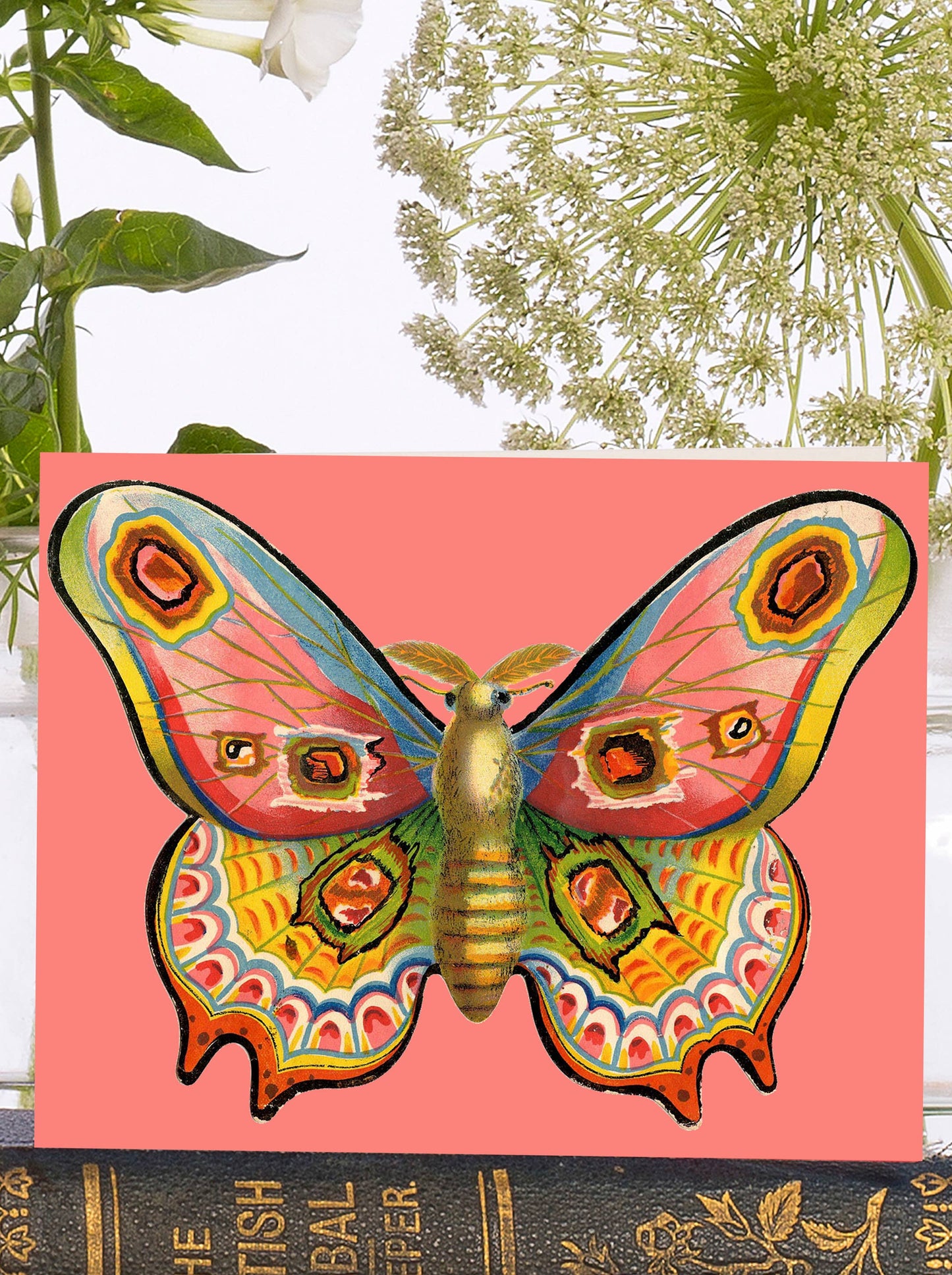 Vintage 'Flutter by Butterfly' eco greeting card with sustainably sourced envelope