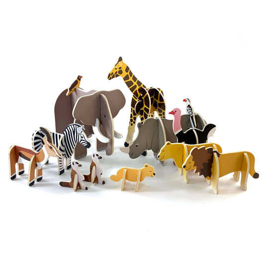 Child Playing with Savannah Animals Pop-Out Playset