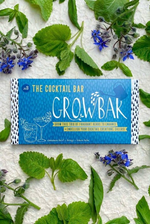 The Cocktail Growbar kit with growing herbs and flowers for drinks garnishes