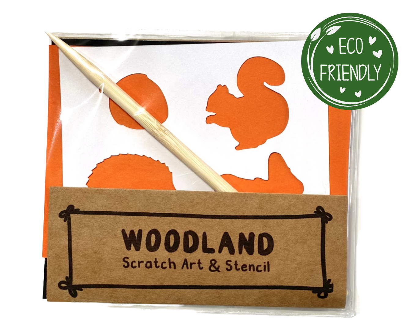 Kids Woodland Scratch Art & Stencil Set, eco-friendly craft kit
