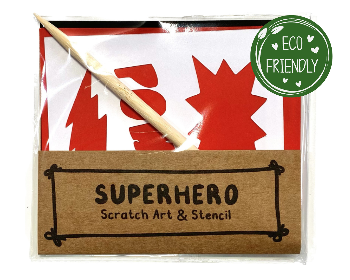 Eco-friendly Superhero Scratch Art & Stencil Kit for Kids