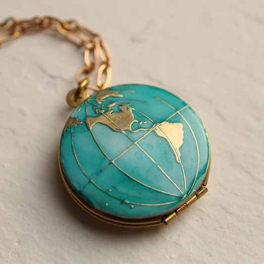 World Map Locket Made in the UK