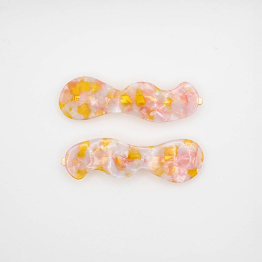 Speckle Hair Slides Set of 2 Pink Orange and White