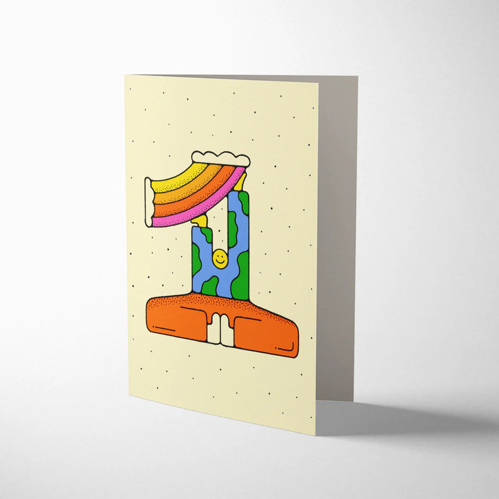 Bailey Crouch Age One Birthday Card with Coral Envelope