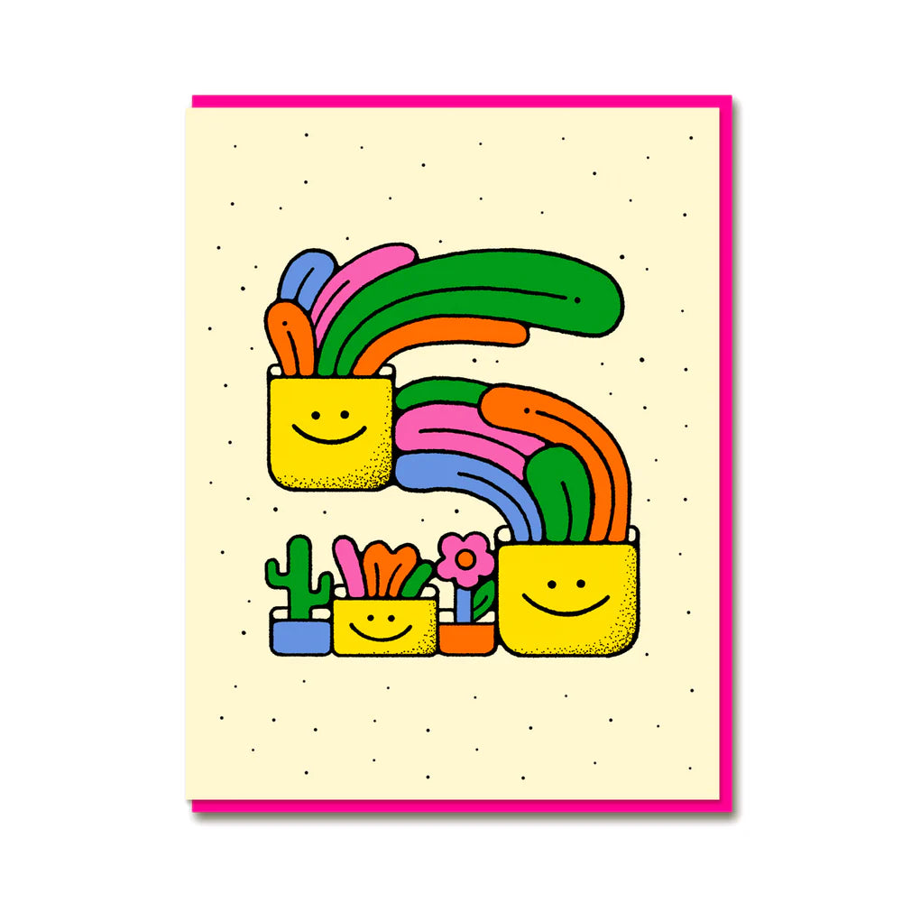 Close up of the colourful details on the Age Five Birthday Card