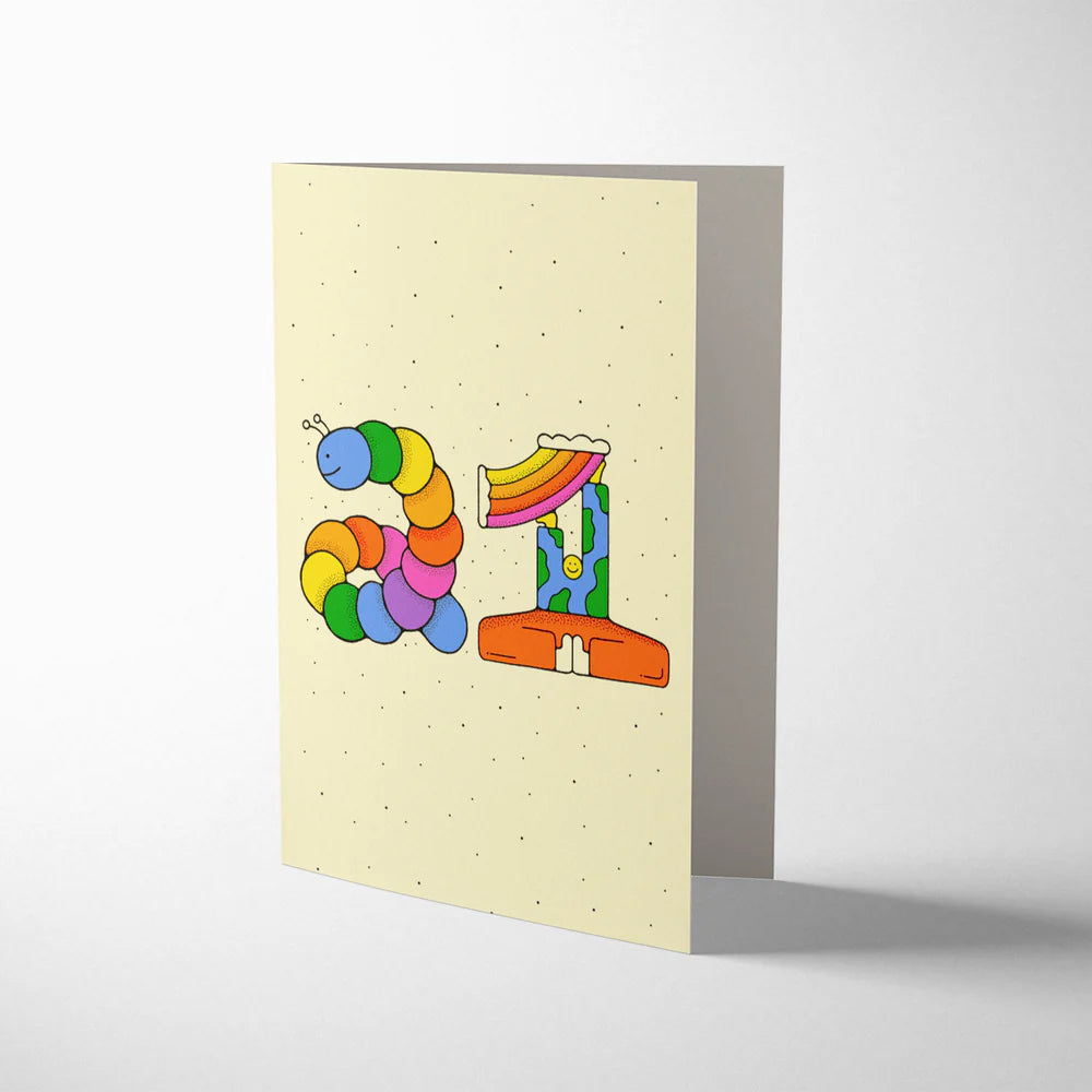 Age 21 Colourful Birthday Card by Bailey Crouch