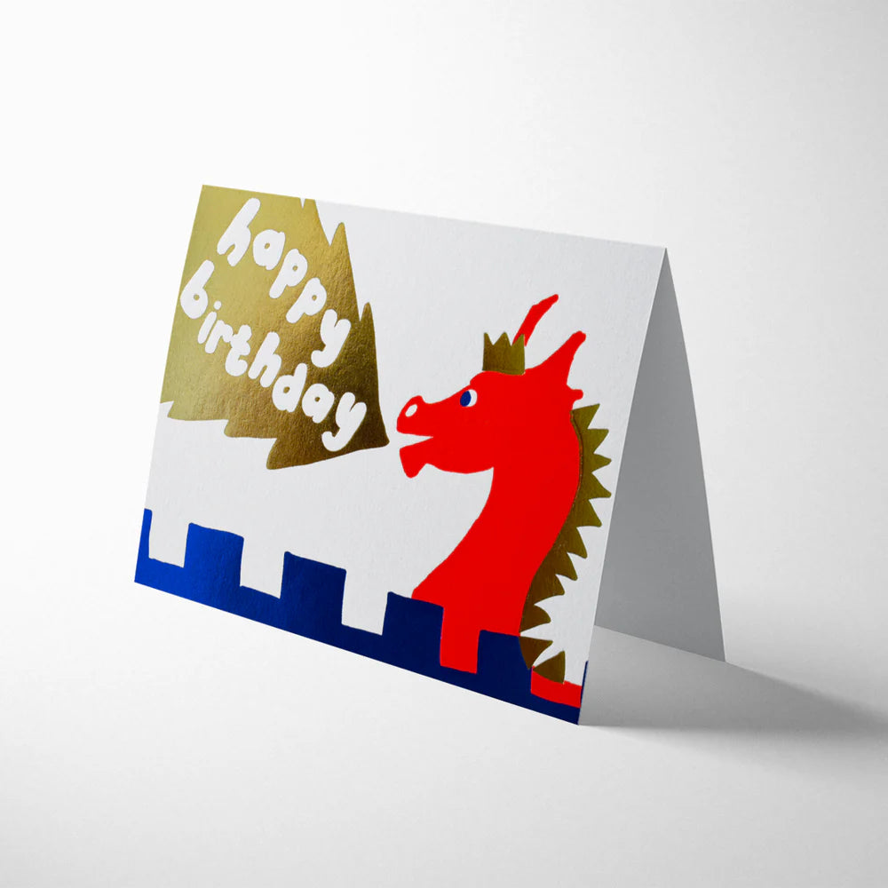 Joyful Dragon Kids Greeting Card with Gold Foil Detail
