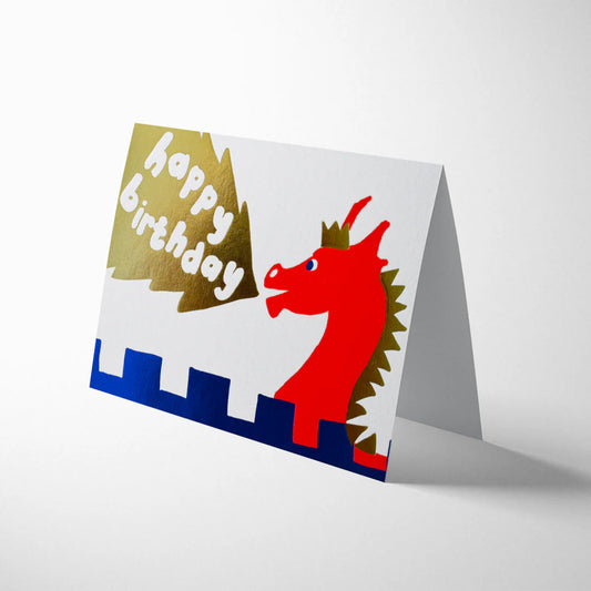 Joyful Dragon Kids Greeting Card with Gold Foil Detail