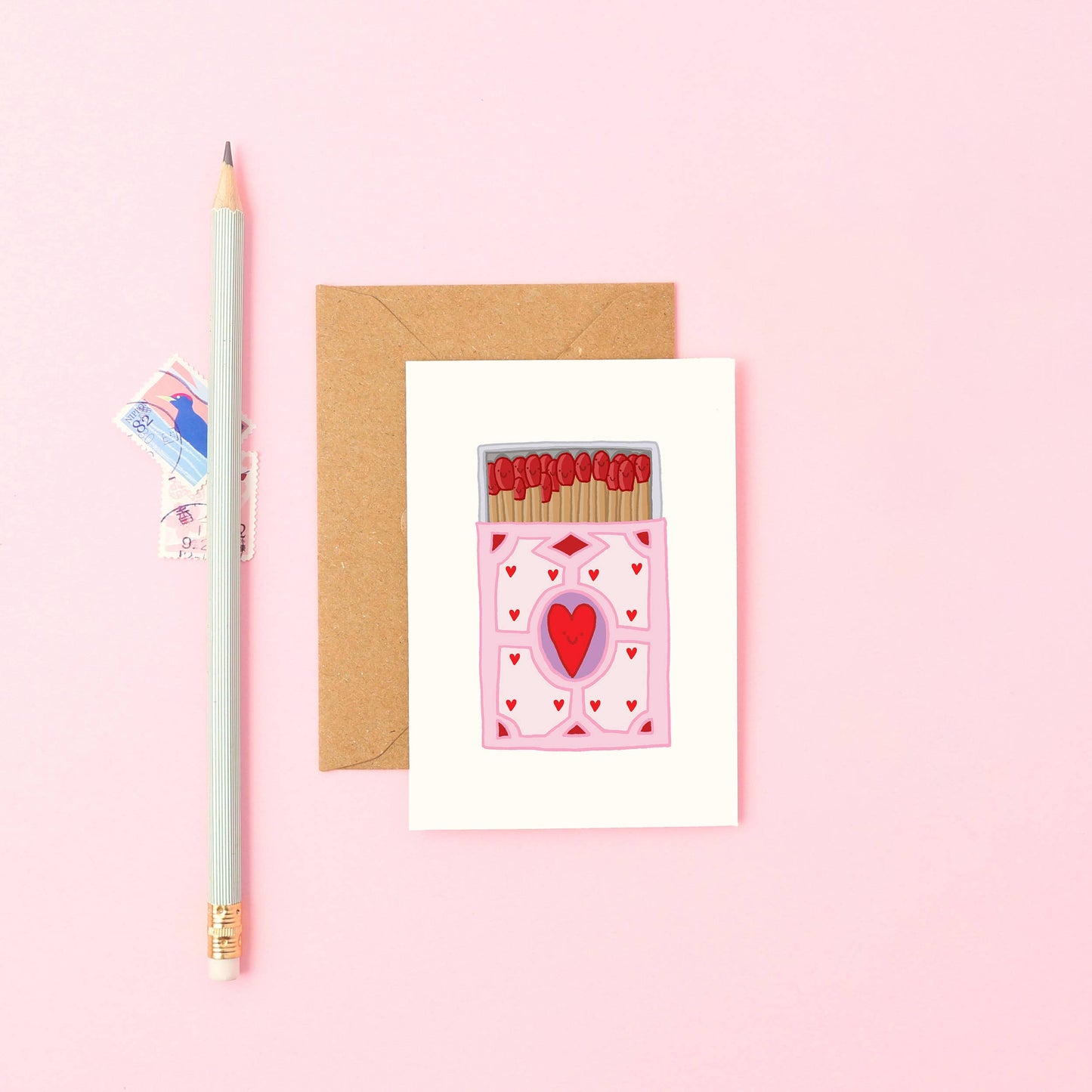 Mini Matchbox Romantic Card with red tipped matches