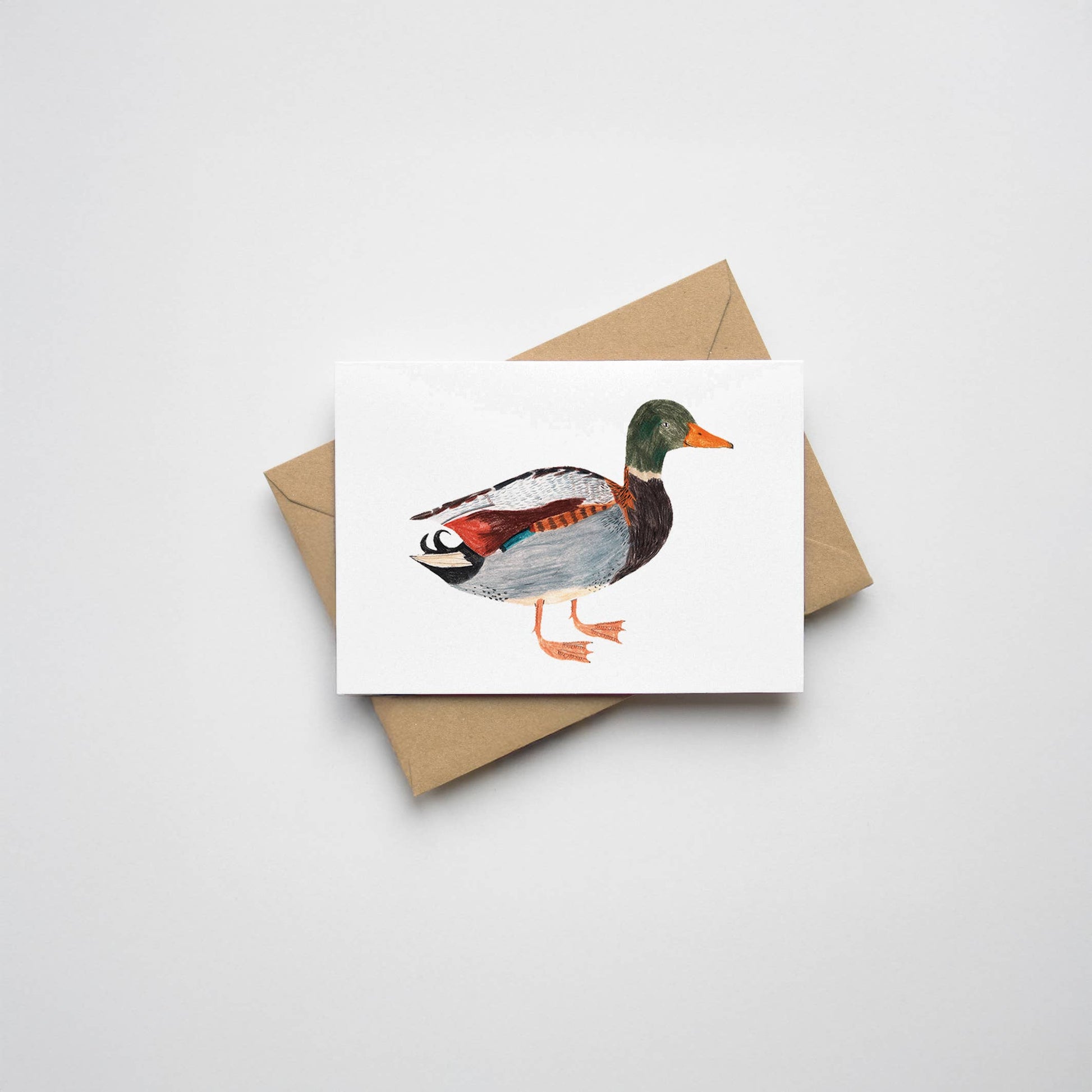Mini Mallard Duck Greeting Card A7 size with kraft envelope