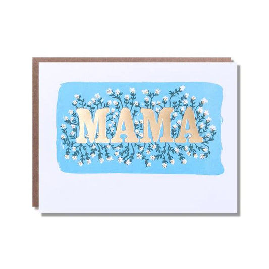 Floral Foil Mama Card with gold foil detail and kraft envelope