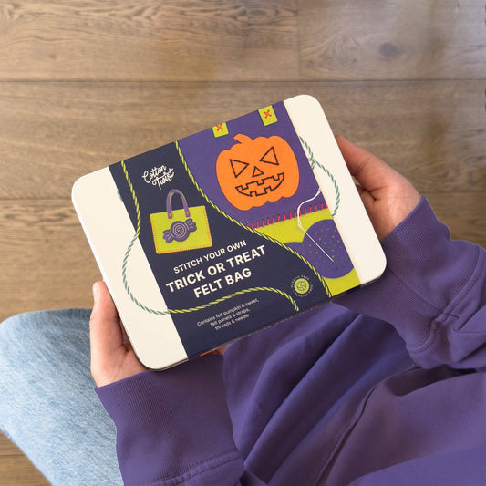 Stitch Your Own Halloween Trick or Treat Felt Bag Kit in keepsake tin