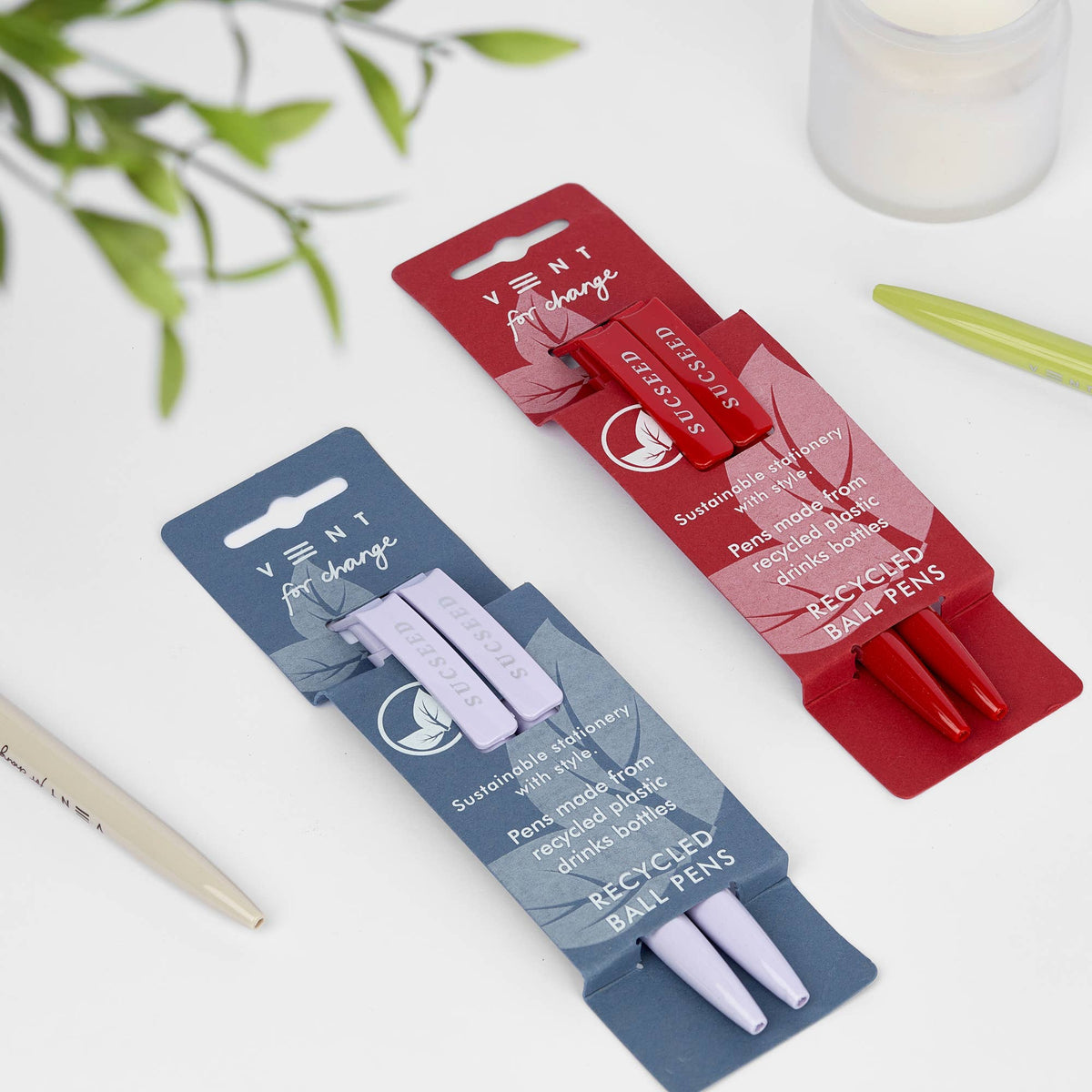 SUCSEED recycled plastic eco friendly pens with black ink refills