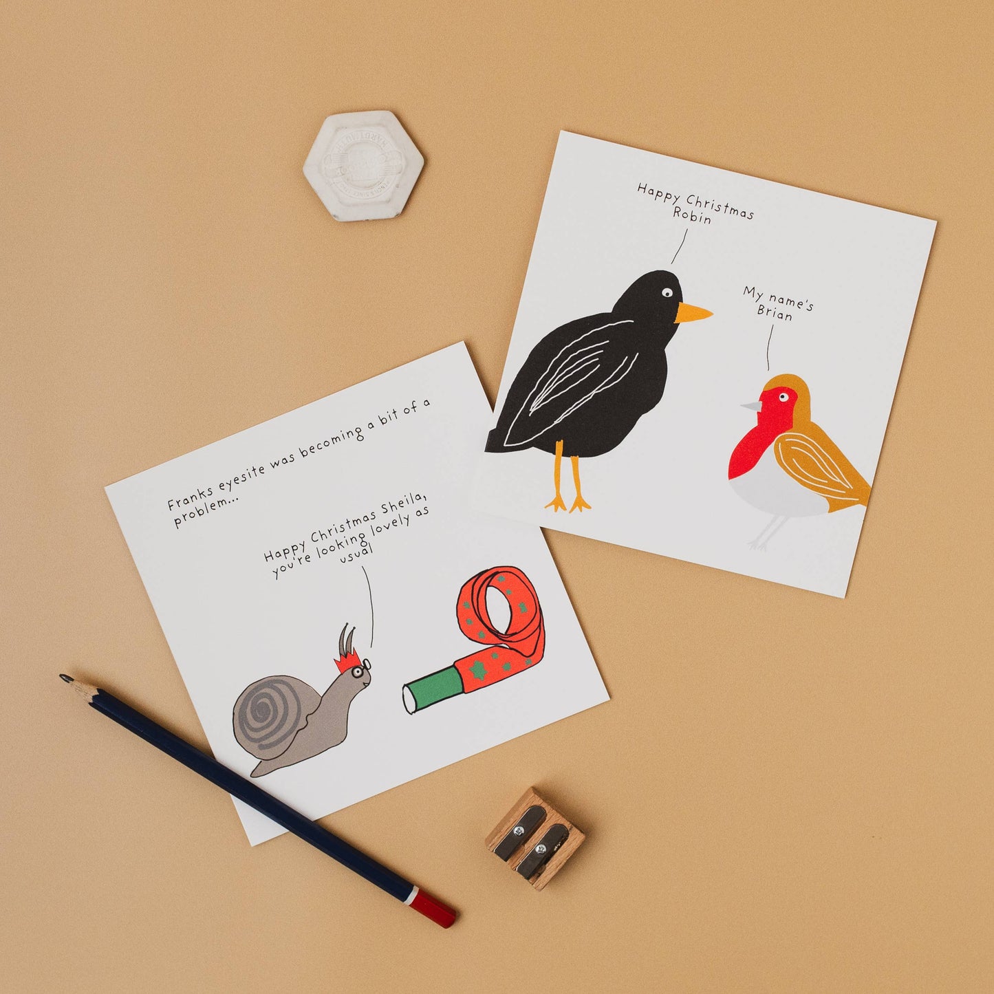 Eco-friendly greeting card printed on 300gsm card with recycled envelope and biodegradable sleeve