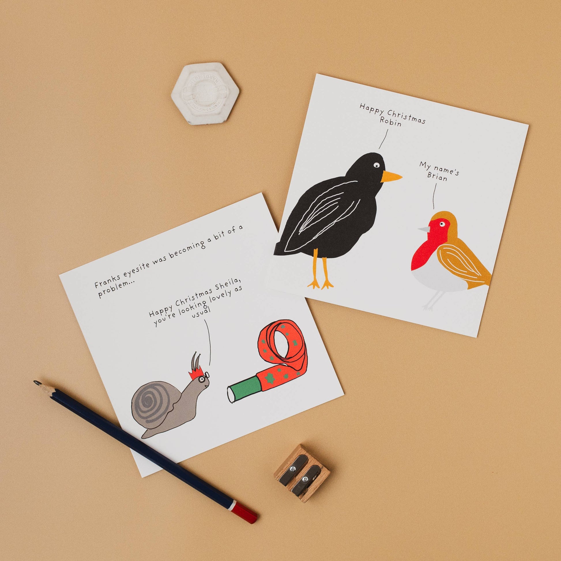 Eco-friendly greeting card printed on 300gsm card with recycled envelope and biodegradable sleeve