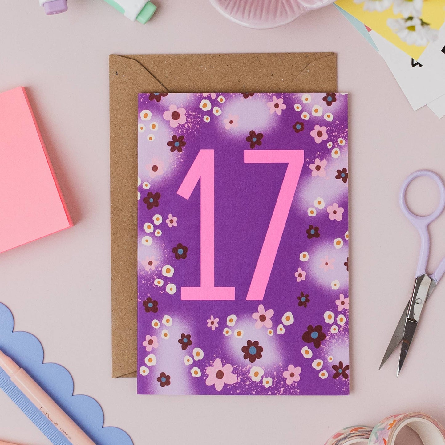 Stack of Neon 17th Birthday Cards for Teens