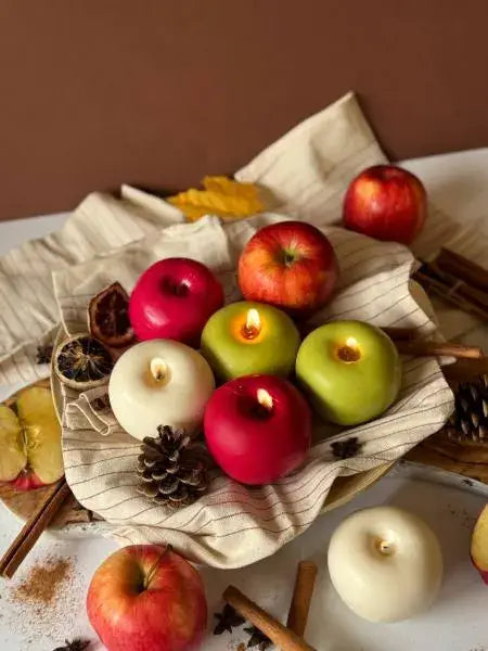 Decorative apple shaped candle for autumn styling