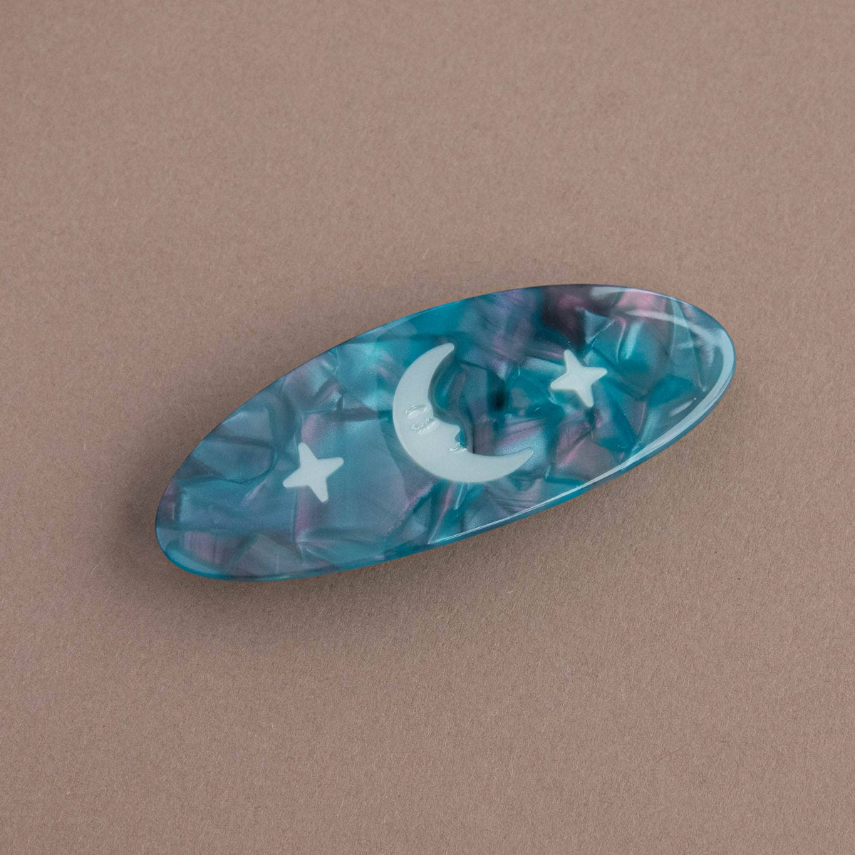 Night Sky French barrette hair clip with marbled celestial pattern